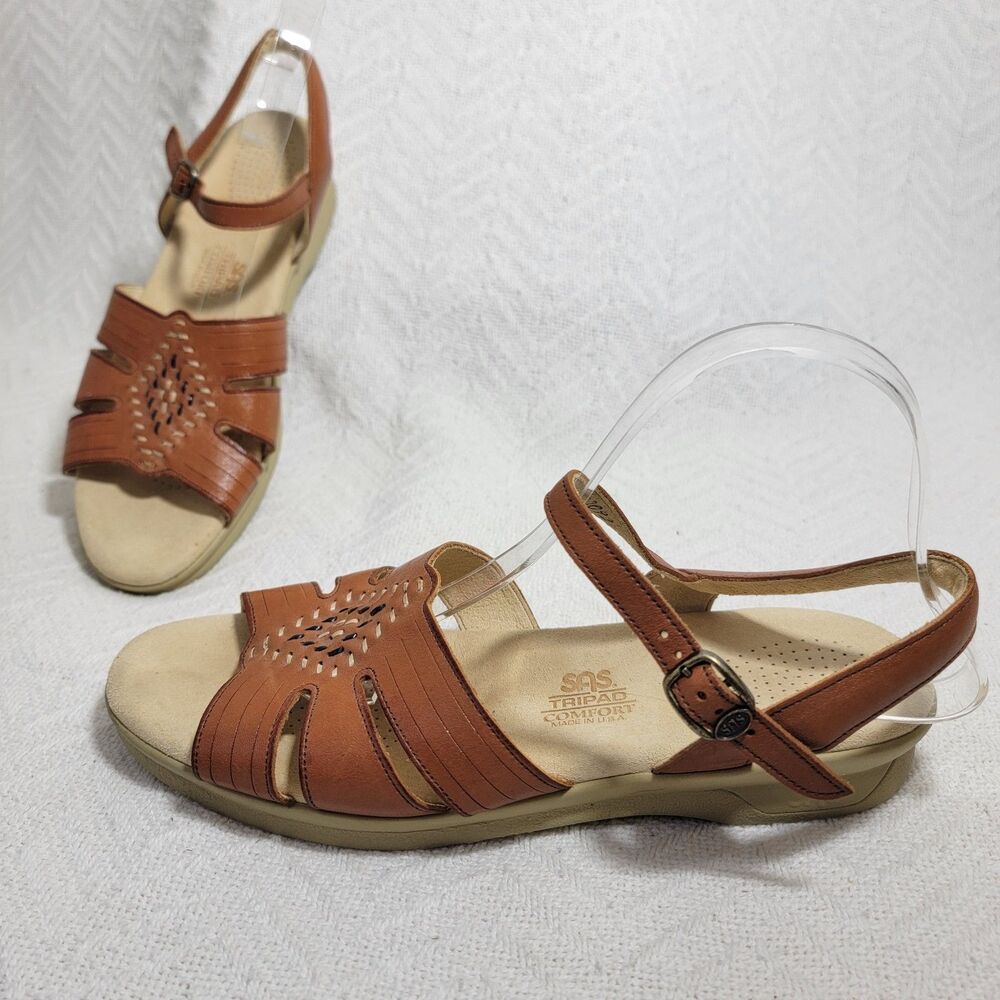 SAS Huarache Quarter Strap Sandal Antique Tan Brown Size 10.5 S Clean EUC‎